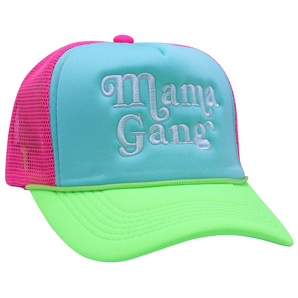 Mama Gang Mesh Cap Alphabet Embroidery Baseball Cap Curved Brim Couple Sunscreen Sunshade Truck Cap Cap
