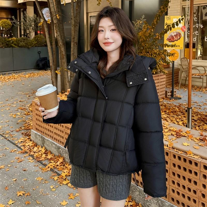 Womens Short Cotton Puffer Coat 2026 Winter Loose Fit Casual Hooded Jacket Petite Women