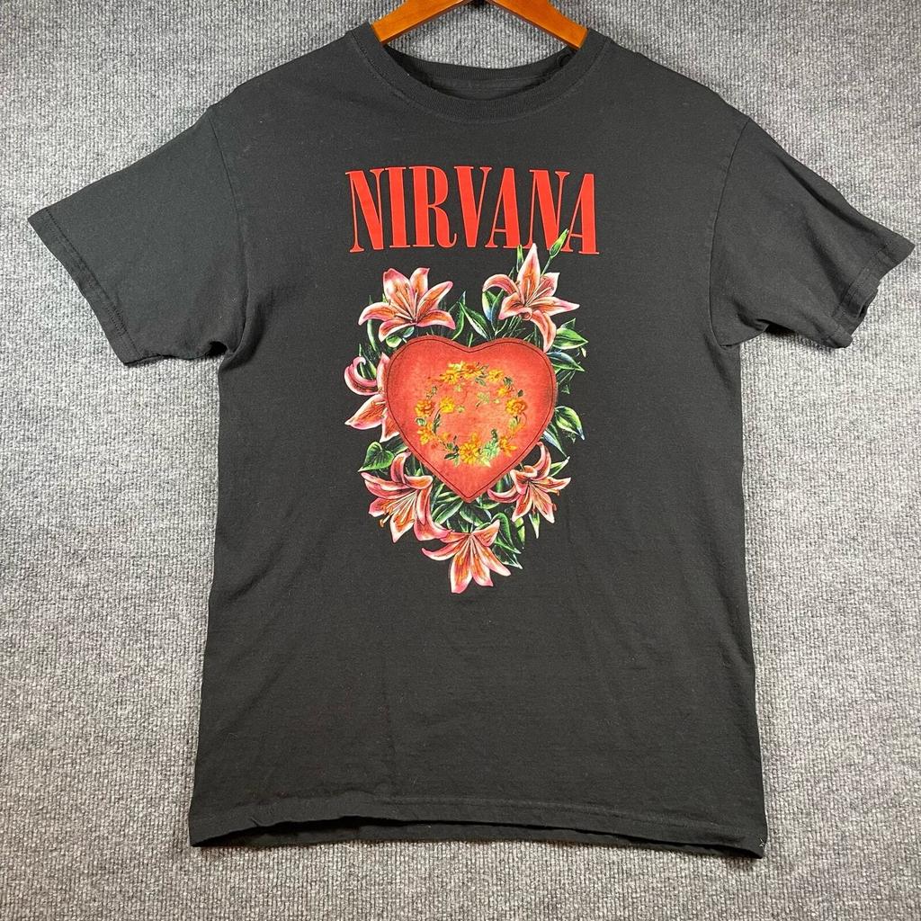 Nirvana T-shirt Men Medium Black Short Sleeve Logo Band Music Concert