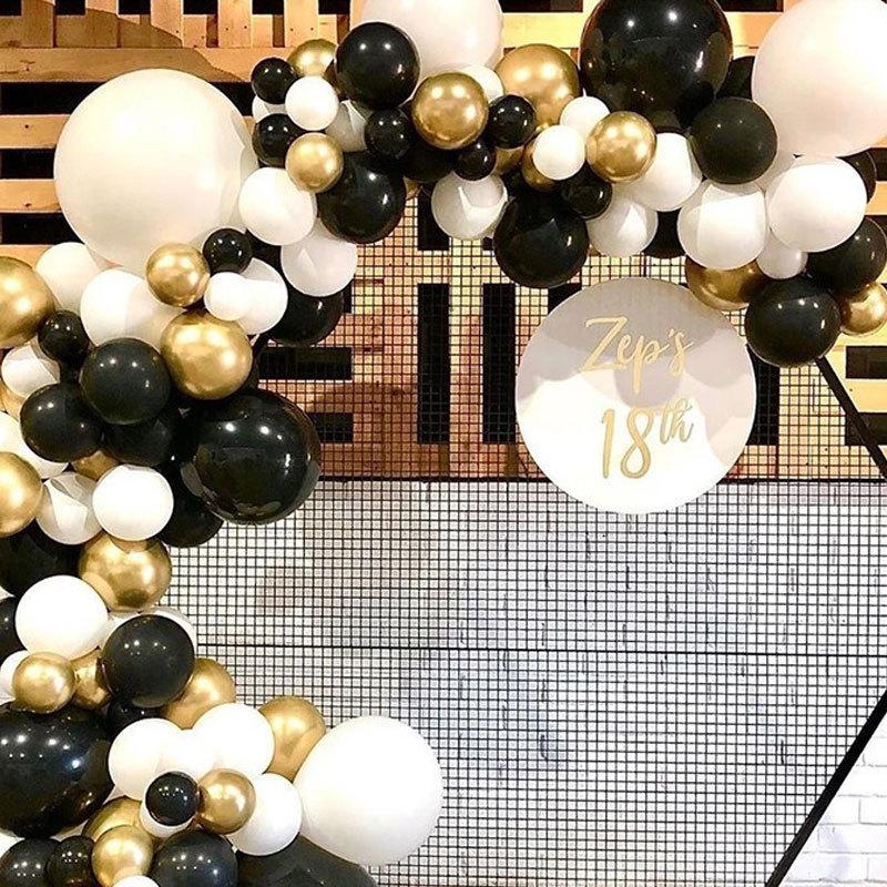 Черный Золотой Белый Воздушный Шар Набор Украшения Дома Свадебный Фон Стена День Рождения Воздушный Шар