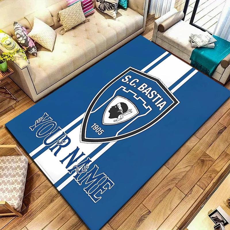 Bastia Crest Blue Custom Name Carpet Rug For Living Room Bedroom Home Sofa Decoration Kids Play Nonslip Floor Mat