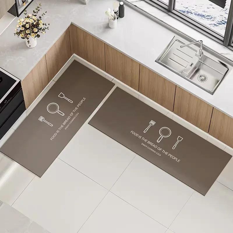 Rug for Kitchen Floor Mat Pvc Waterproof Leather Carpet Non-slip Oil-proof Long Foot Mats Minimalist Style Home Decoration Rugs