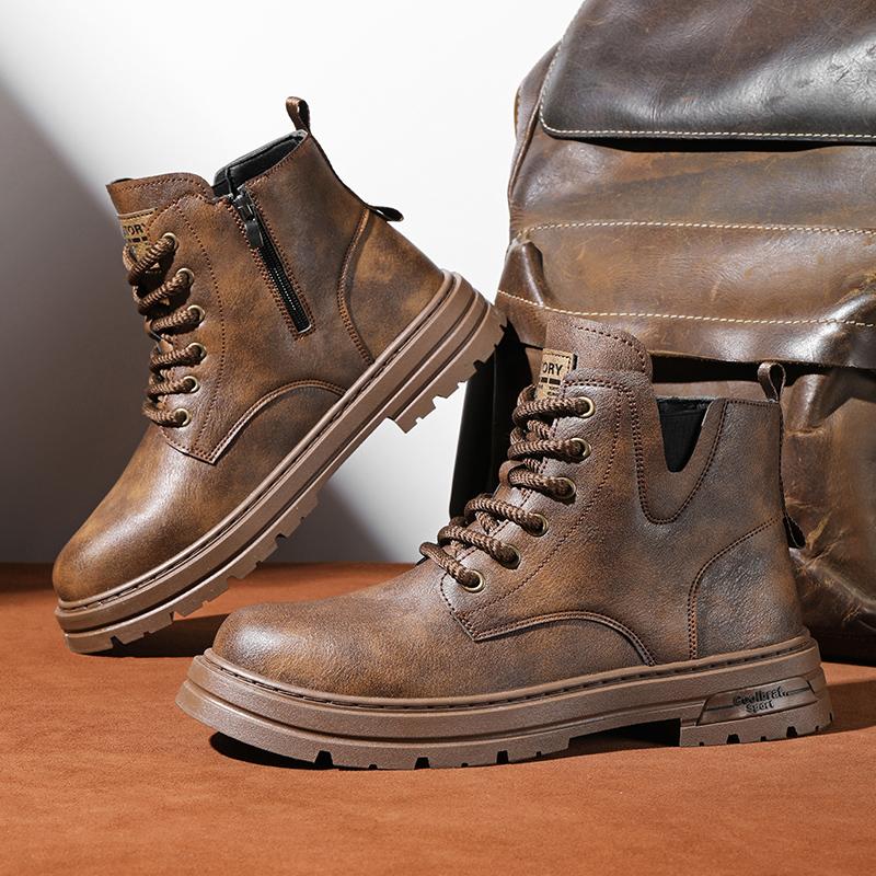 Ankle Boots Men's Denim Boots Rubber Sole Men Work Shoe Brown Motorcycle Shoes Platform Designer Shoes 2025 Classic Short Boots