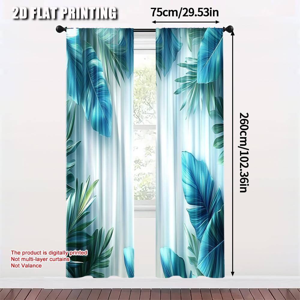 2pcs, Upscale Curtains 2D print Teal Peacock And Turquoise Feathers Versatile Polyester (without rod) Decorations For Home Use