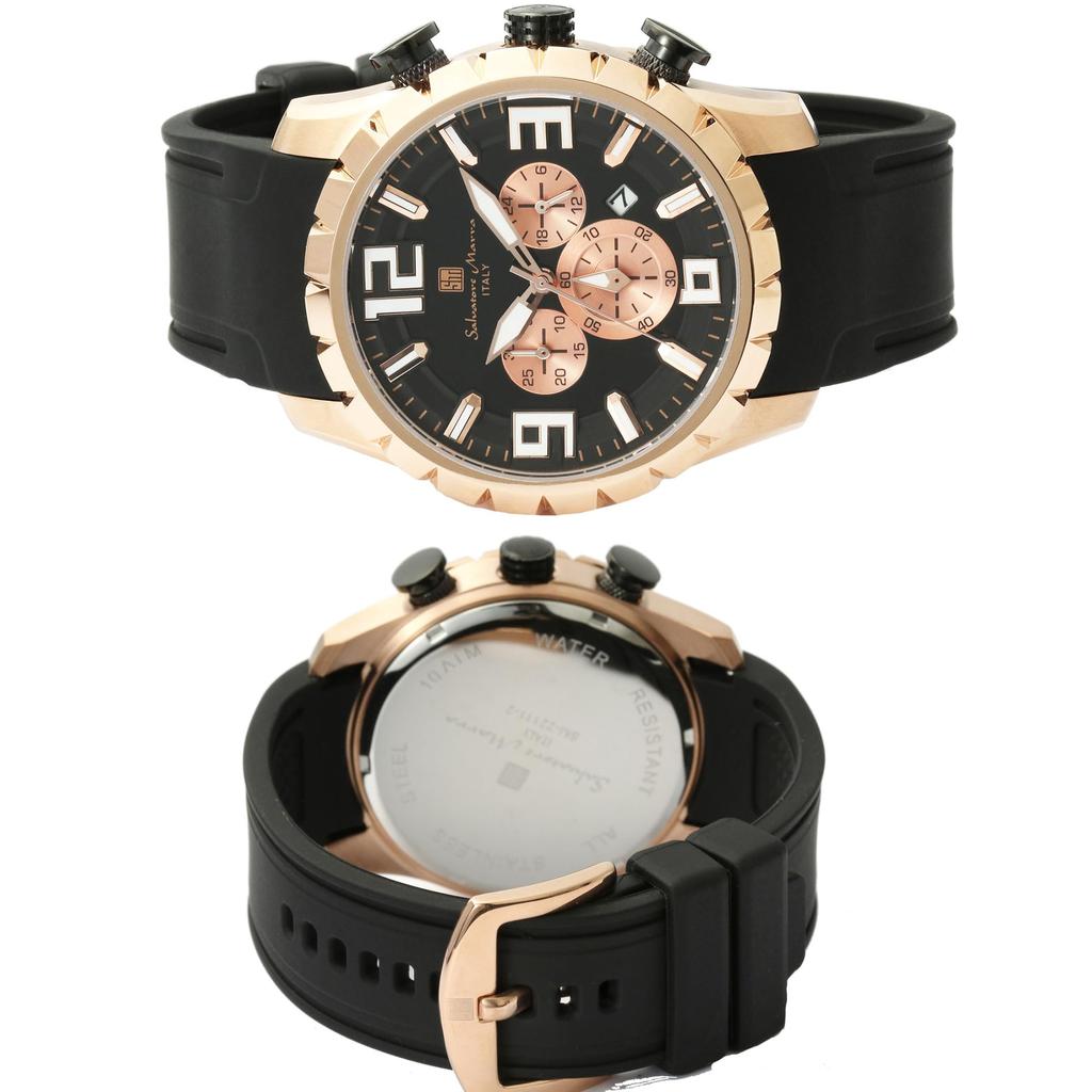 Salvatore Marra Хронограф 10 АТМ Водонепроницаемость Резиновый Японский Календарь с датой Salvatore Marra Популярный Бренд Включает Ткань для часов PG Черный x Мужские часы,