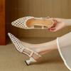 Fashion French Pointed Toe Hollow Breathable Sandals Elegant Fashion Sandals for Women Buckle Straps Cover Toe Slingback Shoes Summer