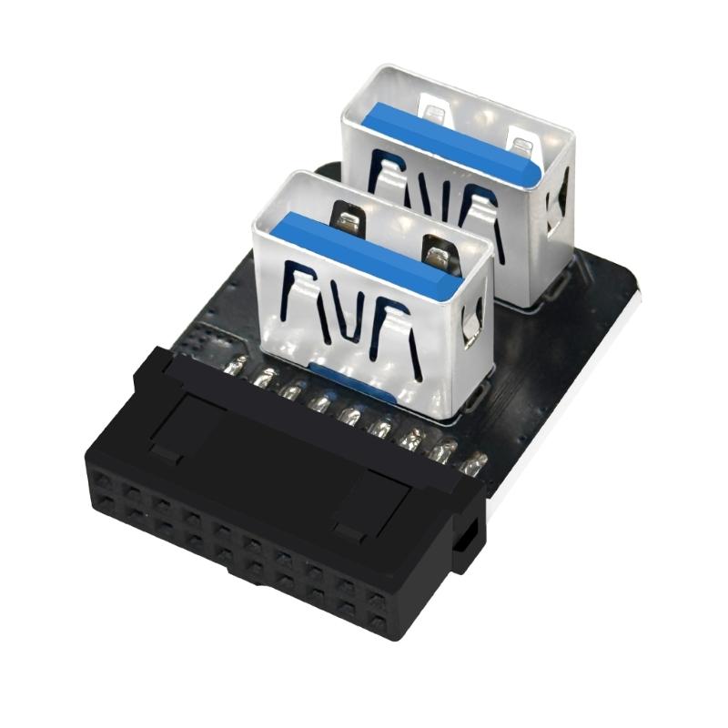 Двухпортовый USB 3.0 адаптер, преобразующий 19-контактный разъем материнской платы в 2 гнездовых порта Type A, Быстрая передача данных, Гибкий