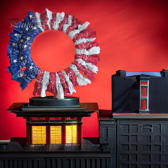 Венок на входную дверь 4 июля патриотический приветственный знак красный белый синий звездный венок украшение на крыльцо на День памяти домашний декор стены