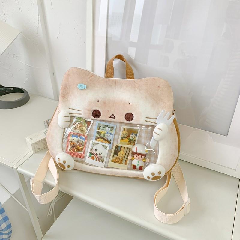 Cute Cat Portable Shoulder Bag Sweet Girl Backpack New Fashion Cartoon Bread Kitten Messenger Bag