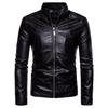 New Standing Collar Men's Motorcycle Leather Clothes Washed PU Leather Jacket Coat+B041