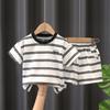 Boys' Clothing Set Summer Children's Striped Short Sleeved T-shirt and Shorts Two-piece Set