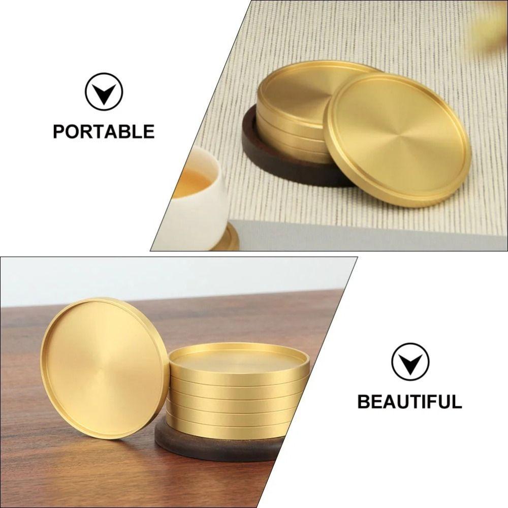 Круглая латунная подставка под стакан, металлический поднос для чашки, держатель для стола, поднос для чая, барная стойка