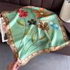 Square scarf scarf, headscarf, women's 71 printing imitation silk sunscreen scarf, silk scarf Lily spring and summer versatile sunscreen versatile
