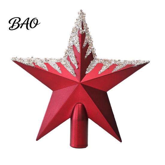 Decorative Star for Christmas Trees Glitter Sequins Tree Topper, Shiny Sparkly Treetop Gold Five Pointed Ornament Ornament, Shatter-Proof Decoration