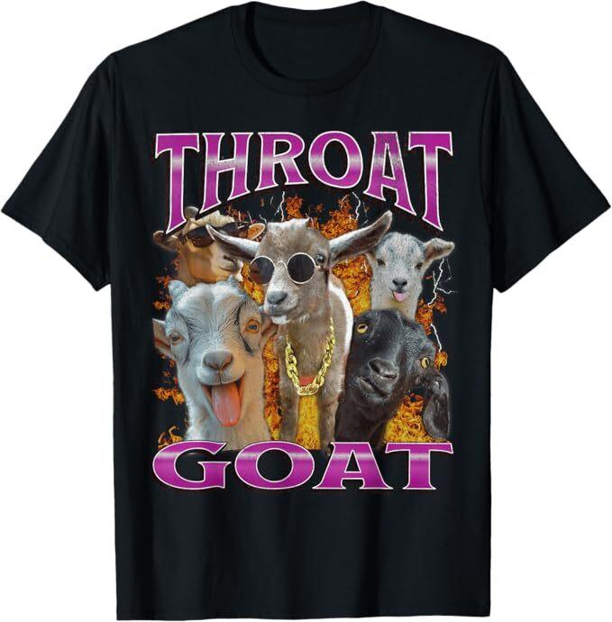 Throat Goat Смешная Оскорбительная Взрослая Юмористическая Пиратская Y2K Графическая Футболка
