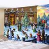 Home Decoration Christmas Snow Scene Oil Painting Printing Tapestry Hippie Bohemian Psychedelic Scene Wall Decor Backdrop Cloth