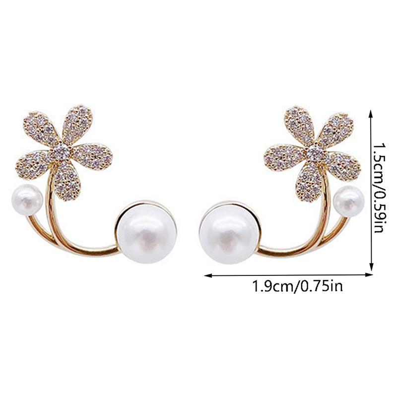 Легкие роскошные серьги-гвоздики с искусственным жемчугом и цветком, элегантные женские украшения, подарок на вечеринку
