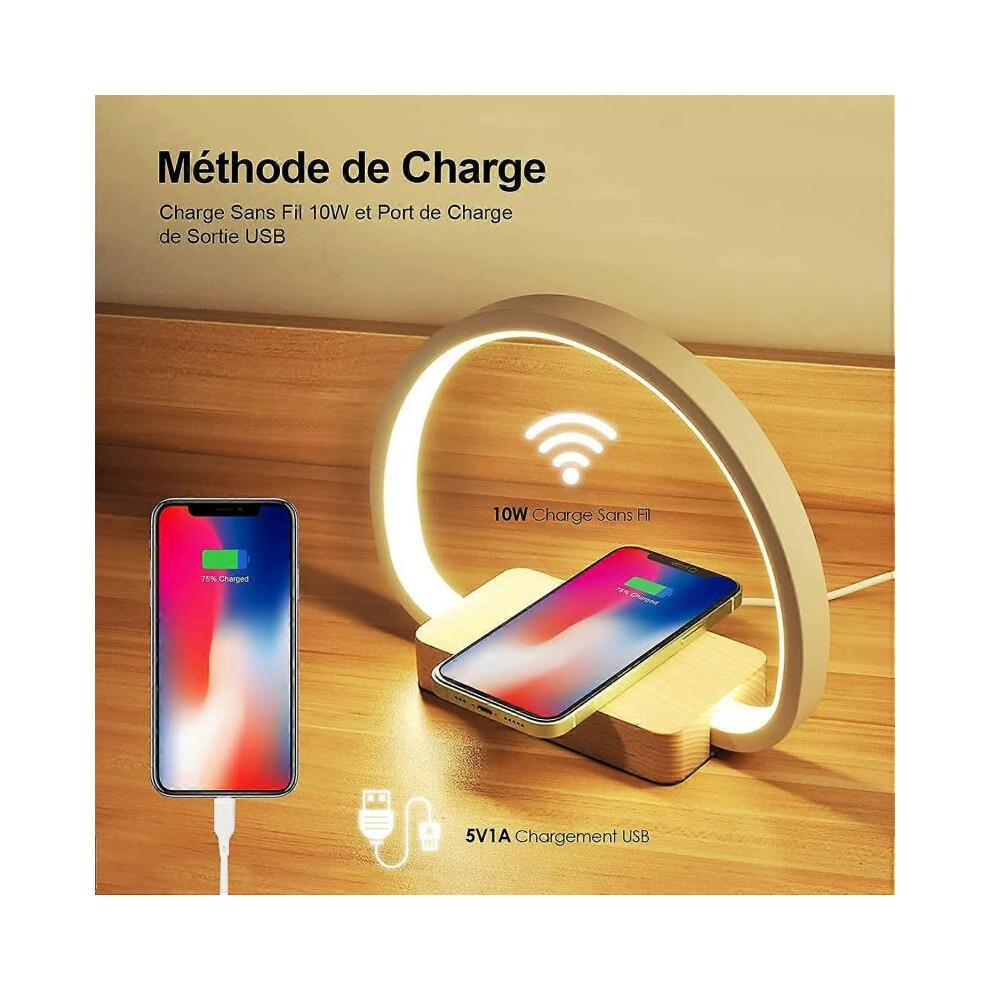 Bedside Lamp Wireless Charger, Touch Table Lamp with USB Port, LED Desk Lamp with 3 Brightness Levels and Stepless Dimming