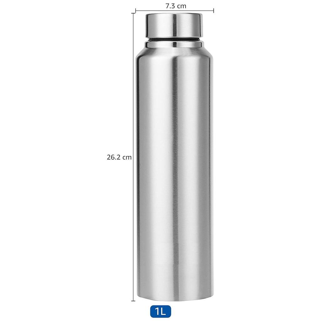 Stainless Steel Water Bottle | 1 L | Spill-Proof | Blitz, Silver