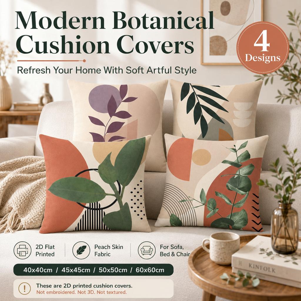 Mid Century Modern Botanical Pillowcase D Flat Printed Peach Skin Cushion Cover Boho Geometric Couch Living Room Home Decor