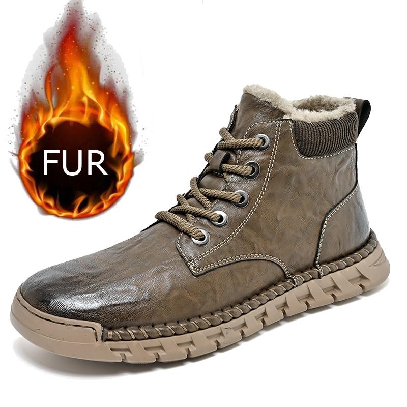 Модные зимние плюшевые мужские ботинки-дезерты на шнуровке, модные уличные дизайнерские ботинки на толстой подошве, повседневная деловая обувь, нескользящие ботинки для ходьбы