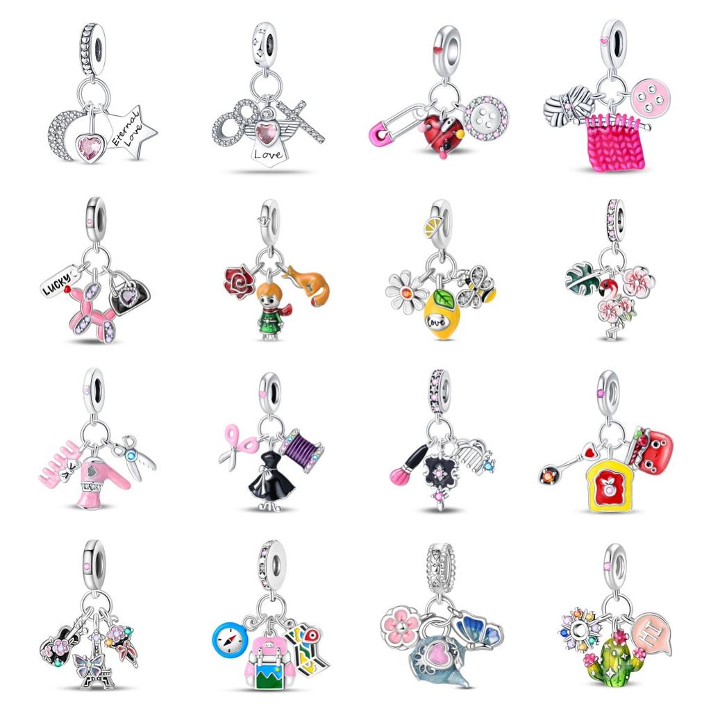 2026 Three-piece Series Flamingo Little Prince Charm Pendant Beads Jewelry Bracelet Accessories Female 925 Silver
