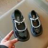 Girl's Pearl Shallow Soft Leather Flat Shoes Children Princess Shoes Birthday Wedding Party Toddler Kids Shoes