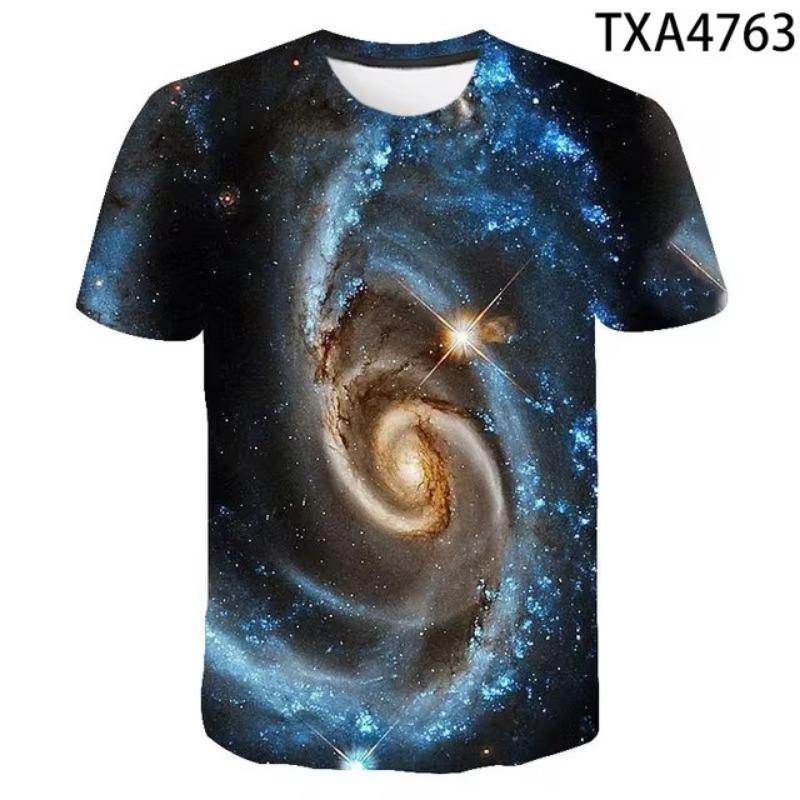 Космическая планета Космическая галактика 3D-печать Мужские повседневные футболки Звездные крутые топы Мода Уличный свет Спорт