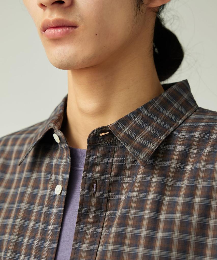 Snow Peak Organic Cotton Ombre Check Shirt Long Size CH SH-25AU005, Sleeve, Men's/Women's, M, Brown,