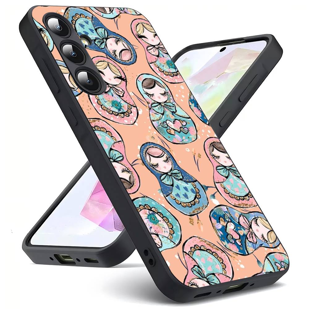 Russian Dolls Matryoshka For Samsung Galaxy S23 S24 S25 Ultra S22 Plus S21 Black Soft Case Waterproof Soft Case