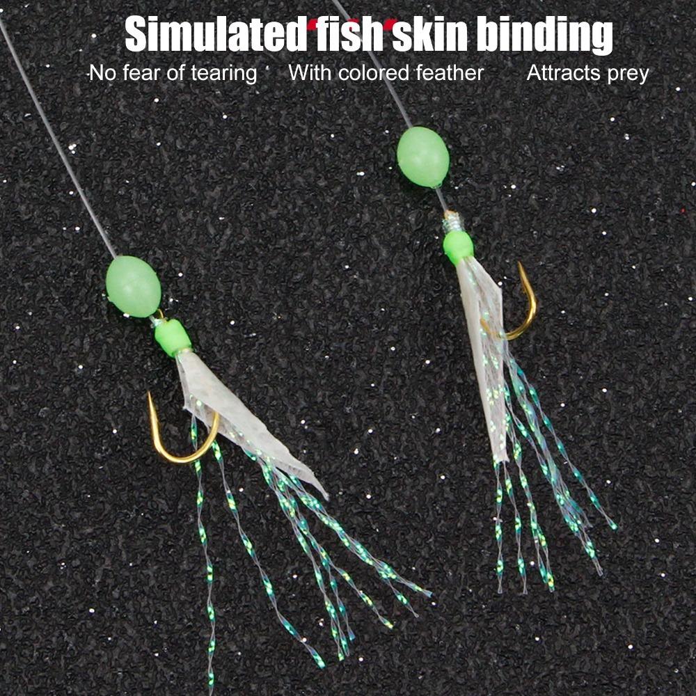 5PCS 6 Hooks Fish Skin String Hooks Carbon Steel Fishing Bait Rigs  Freshwater Fishing