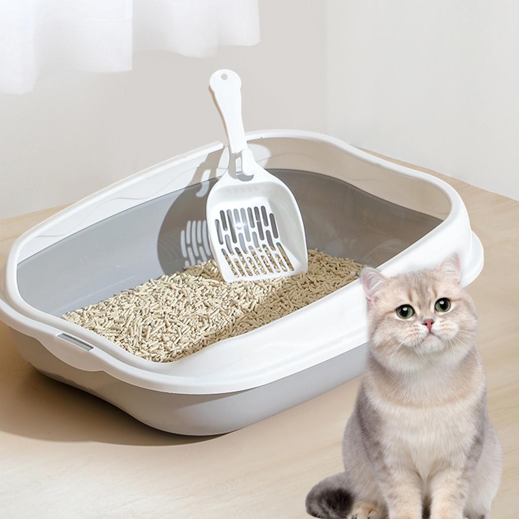 Semi enclosed cat little box With High Side Bedpan Potty Toilet for Small Pets Indoor Cats little tray Kitty litter pan Shovel