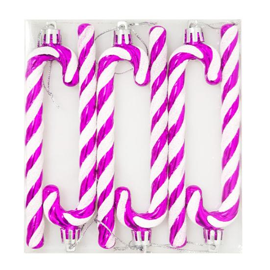 6 шт. Рождественские подвески-трости для оконной елки контрастного цвета с подвеской