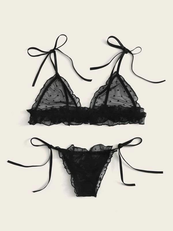 Европейский и американский сетчатый прозрачный сексуальный комплект нижнего белья - Три предмета