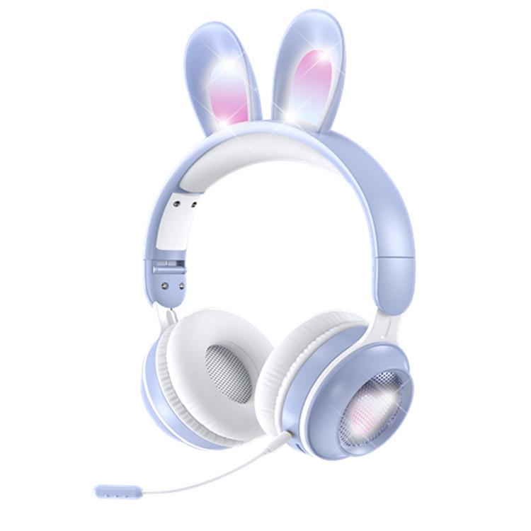 KE-11 Светящиеся наушники-кролики Bluetooth - Беспроводные, Складные, Накладные с разъемом для карты.