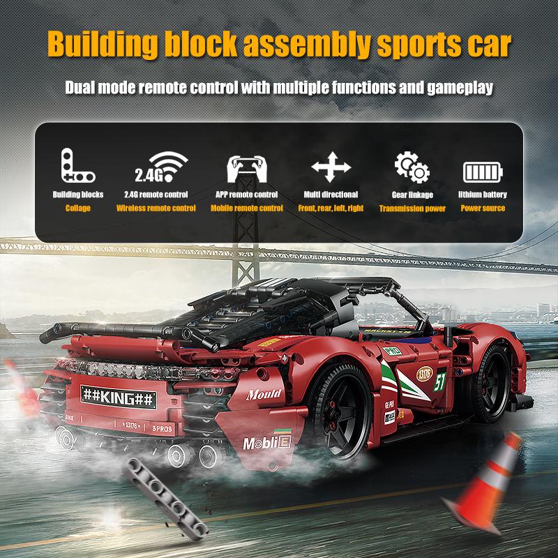MOULD KING 13176 Технический автомобиль с дистанционным управлением, спортивный автомобиль, строительные блоки, игрушки, Technoloy, супер гоночный автомобиль, модельные наборы, подарок для мальчиков