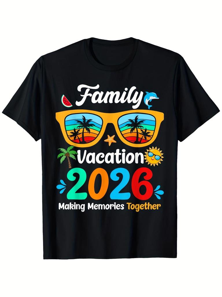 Retro Matching Family Vacation T Shirts 2026 Group Travel Shirts with Round Neck Suitable for Christ