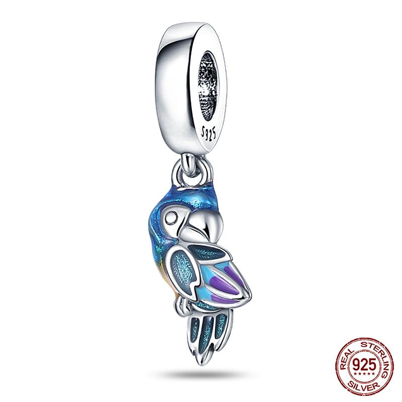 3MM 925 Bracelet 925 Sterling Silver Flower Bird Series Charms Bead For Women Fashion DIY Jewelry Gifts Making
