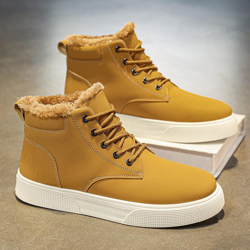 Мужские ботинки Зимние плюшевые теплые сноубутсы Качественные водонепроницаемые кожаные ботинки Зимние кроссовки с высоким верхом Повседневные ботильоны Botas Hombre