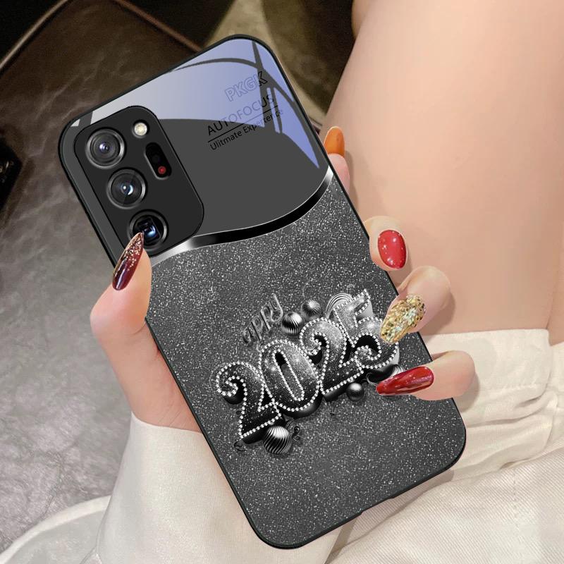 Красочный новогодний чехол 2025 для Samsung Galaxy Note 8 9 10 PRO 20 Ultra A01 02 03 Core 04E 4G 12 13 5G из закаленного стекла.