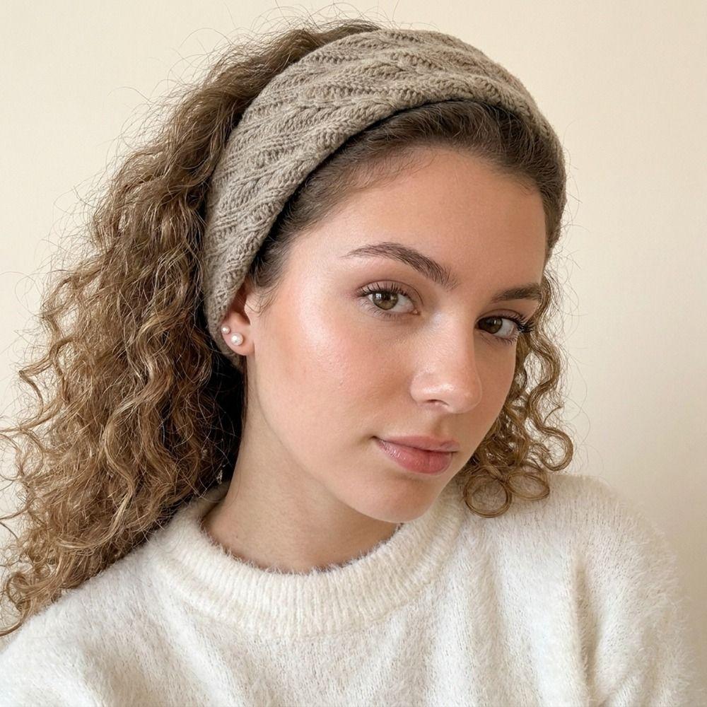 Solid Color Knitted Headband Knit Warm Hair Band Cute Woolen Hairband Sports