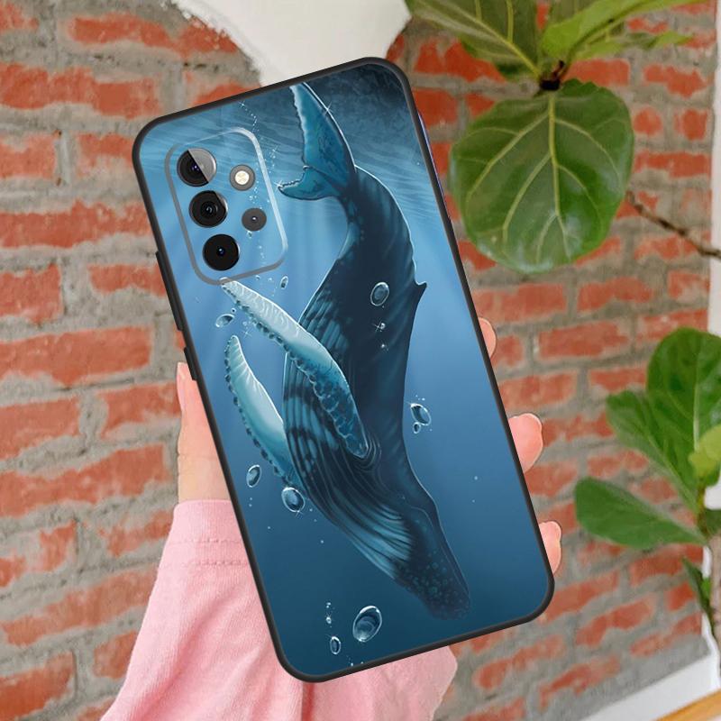 Красивый чехол с рисунком синего кита для Samsung Galaxy A55 A35 A25 A15 A52 A32 A12 A14 A34 A54 A51 A71 A13 A33 A53