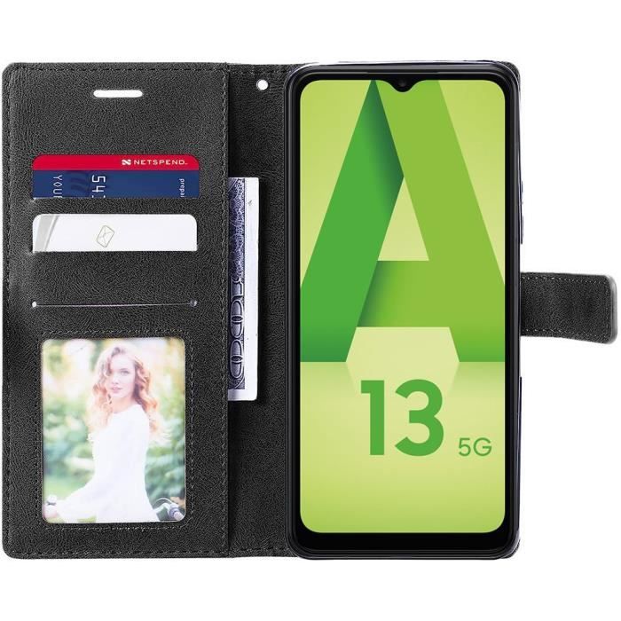 Coque de protection pour Samsung Galaxy A13 5G - BOOLING - Anti-Rayures - Cuir PU - Bleu Marine Bicolore