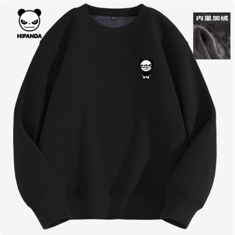Thick Waffle and Velvet Round Neck Hoodie