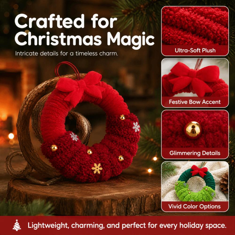 Wreath Shape Christmas Ornaments Soft Texture Xmas Wreath Cute Look Plush Pendant Tree Hanging