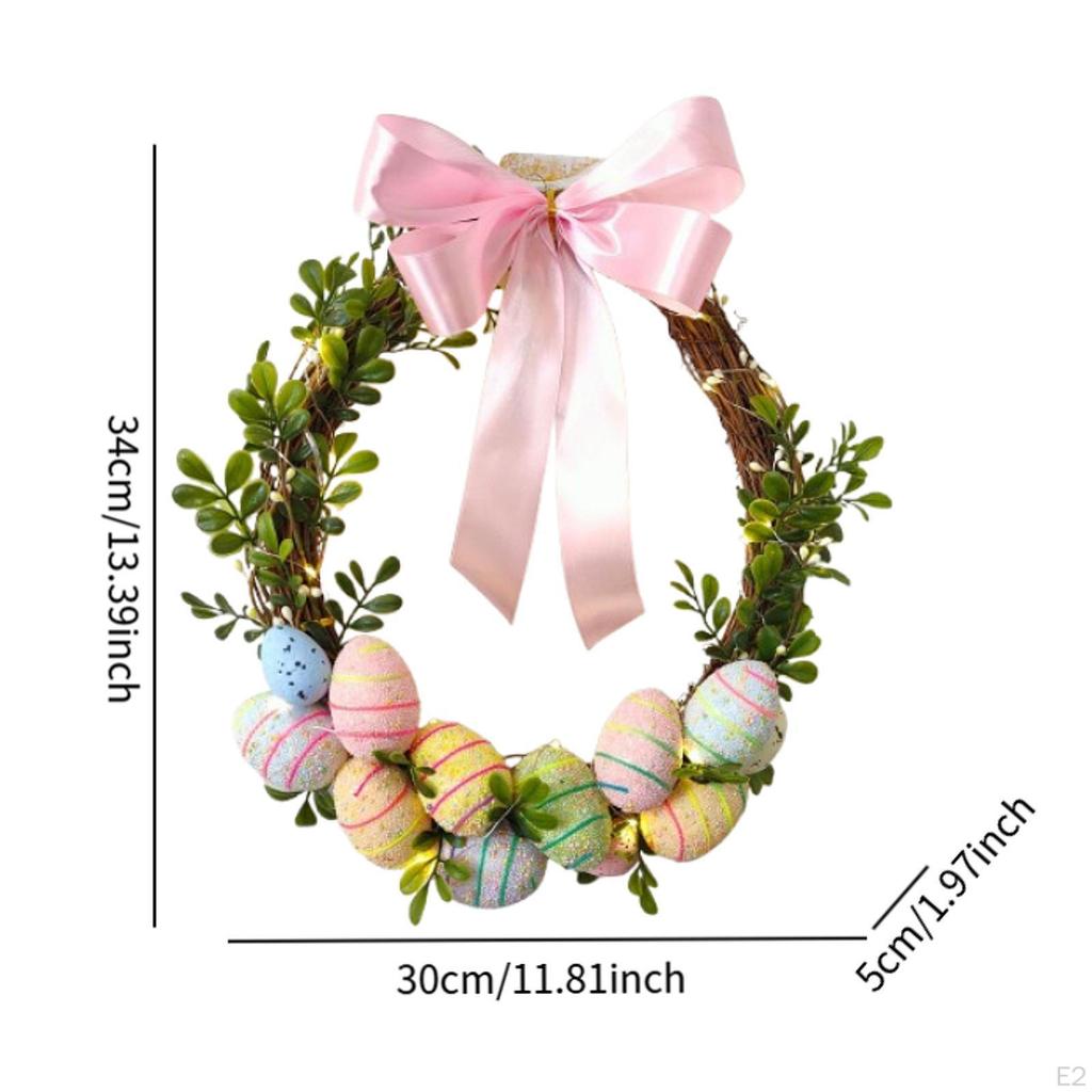 Освещенный пасхальный венок из яиц, декоративный искусственный ротанг, подвесное украшение для входной двери