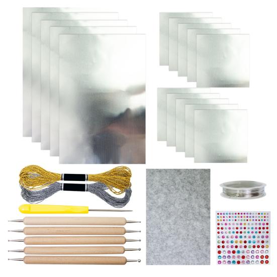 Набор для творчества из фольги Инструменты для тиснения с листами алюминиевой фольги, рулонами проволоки, наклейками, набор для тиснения фольги для рисования, DIY-изготовления, украшения