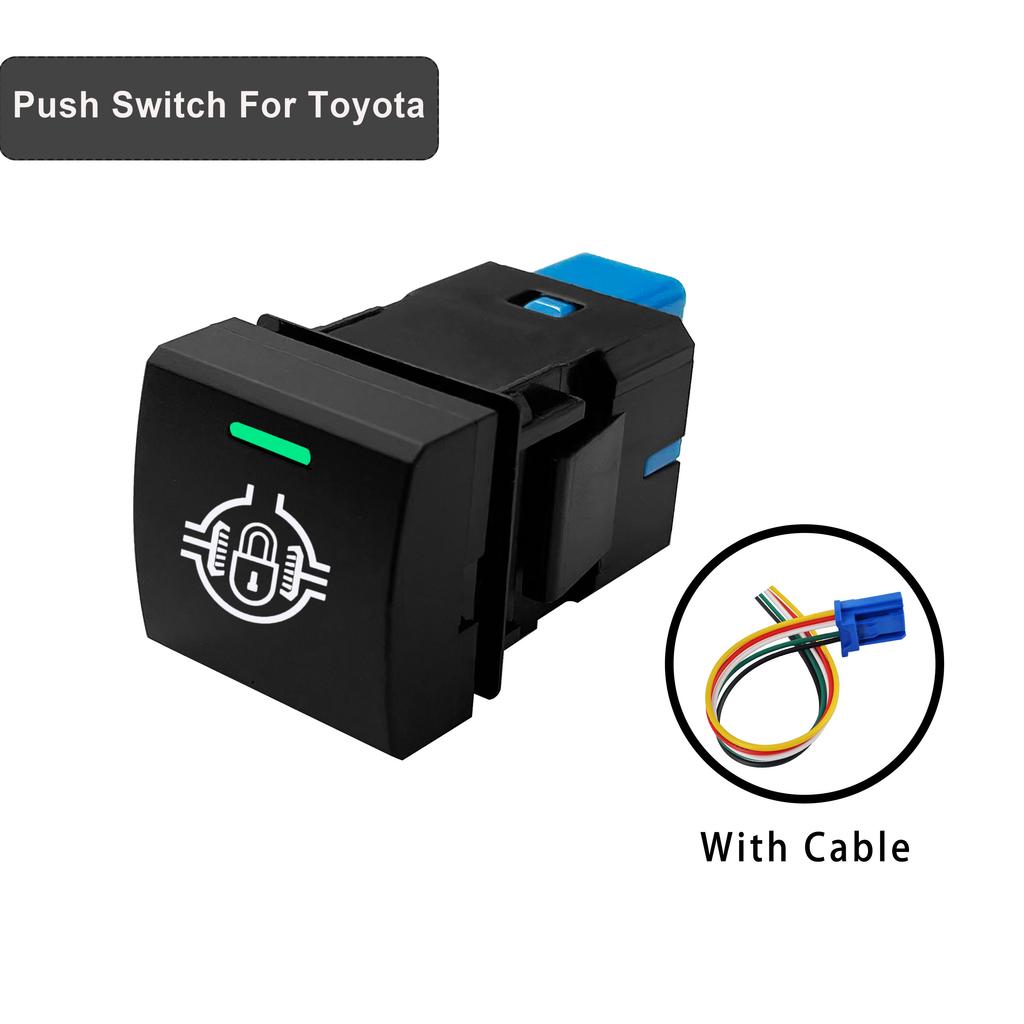 12V Green White LED Backlit Push Button Switch Power Horn Fixed Momentary Type For Toyota Prado 150 Series Corola Camry RAV4