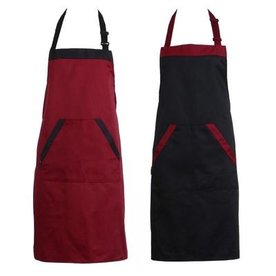 Черный красный унисекс поварской кухонный фартук для кейтеринга с 2 карманами однотонный полиэстер водонепроницаемый фартуки