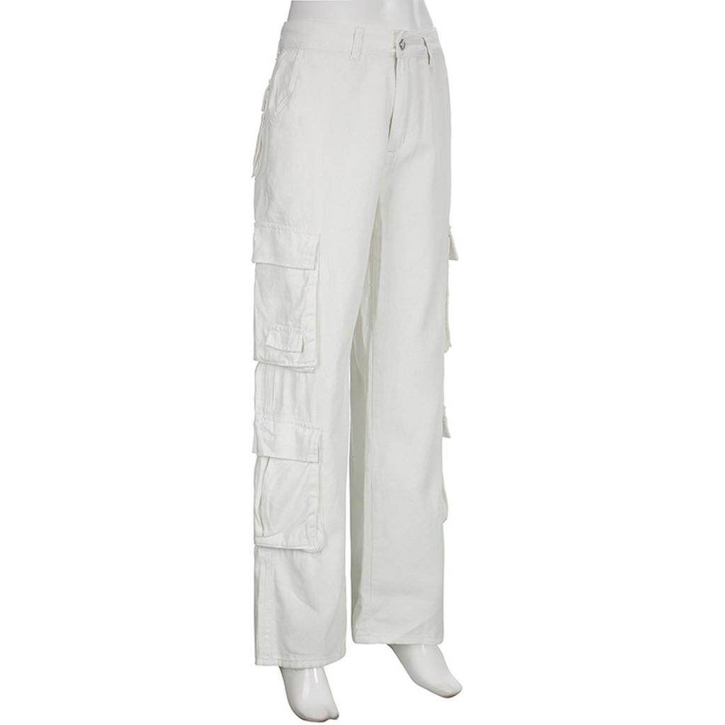 Женские мешковатые брюки-карго, спортивные штаны в стиле хип-хоп, повседневные свободные широкие брюки, джинсы с высокой талией